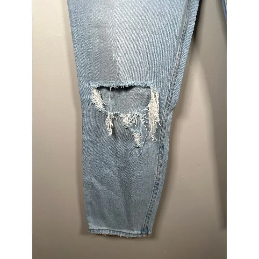 Abercrombie & Fitch The Mom High Rise‎ Curve Love Sz 30/10 Distressed Light Wash